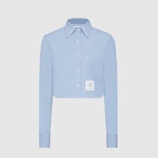 톰브라운 데님 클래식 크롭 롱 셔츠